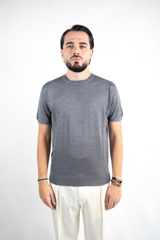 T-SHIRT GIROCOLLO IN LANA MERINO & SETA DANIELE FIESOLI