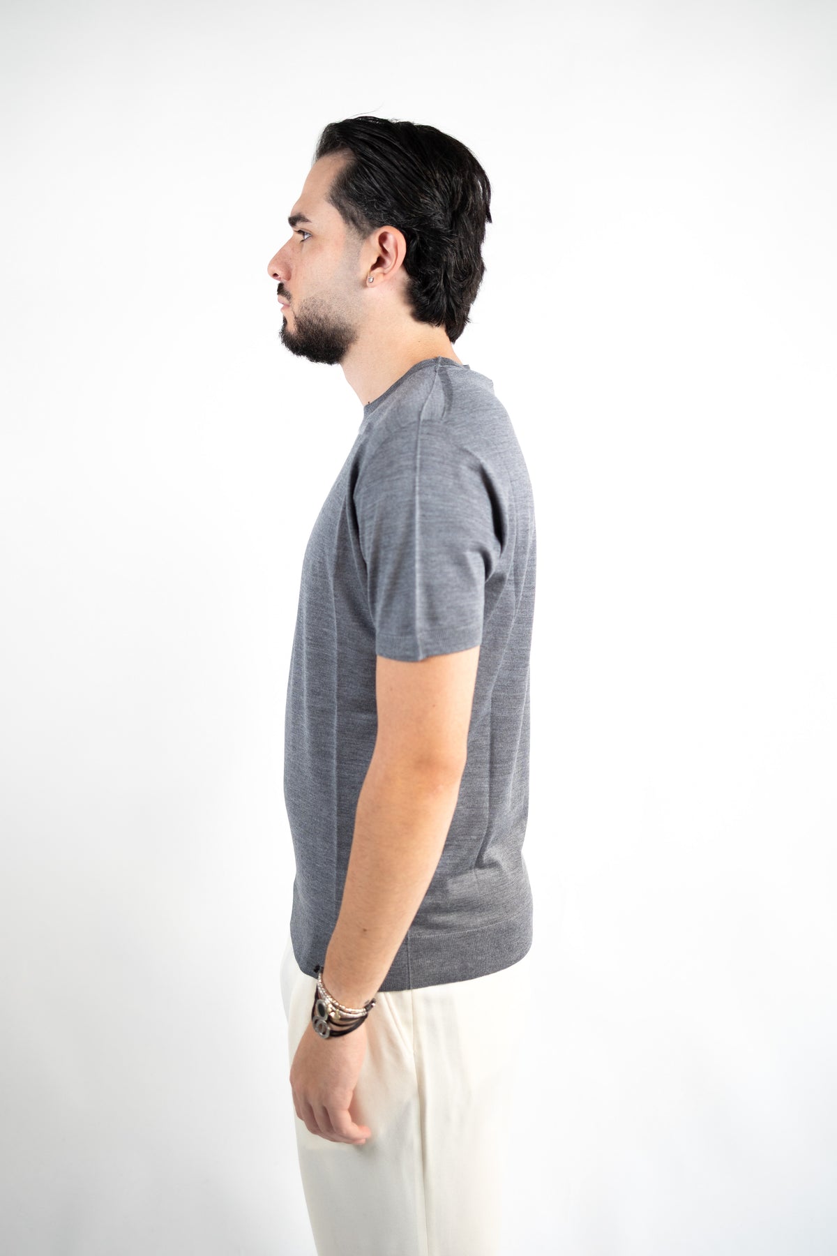 T-SHIRT GIROCOLLO IN LANA MERINO & SETA DANIELE FIESOLI