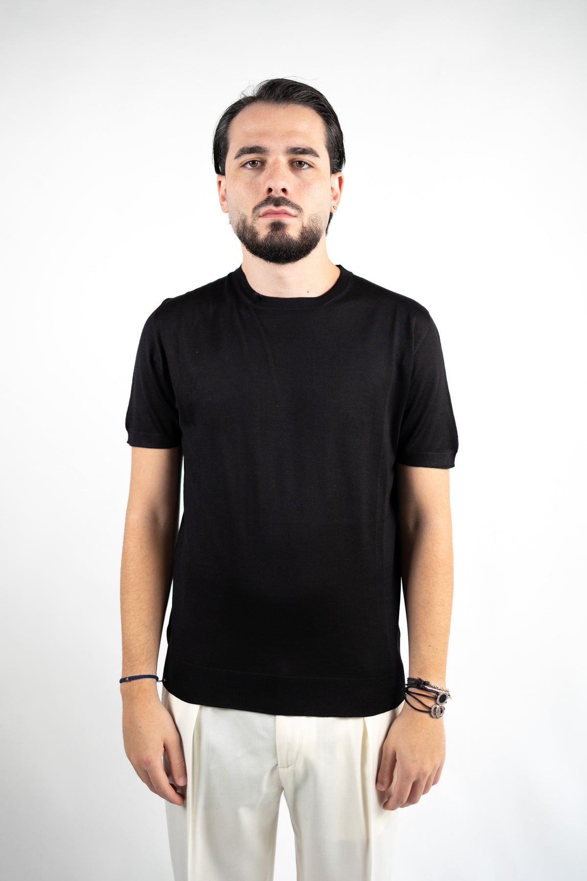T-SHIRT GIROCOLLO IN LANA MERINO EXTRAFINE & SETA DANIELE FIESOLI