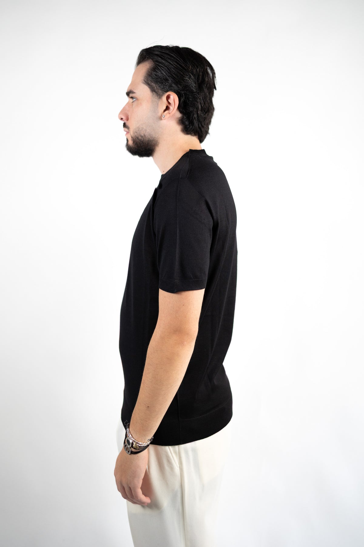 T-SHIRT GIROCOLLO IN LANA MERINO EXTRAFINE & SETA DANIELE FIESOLI