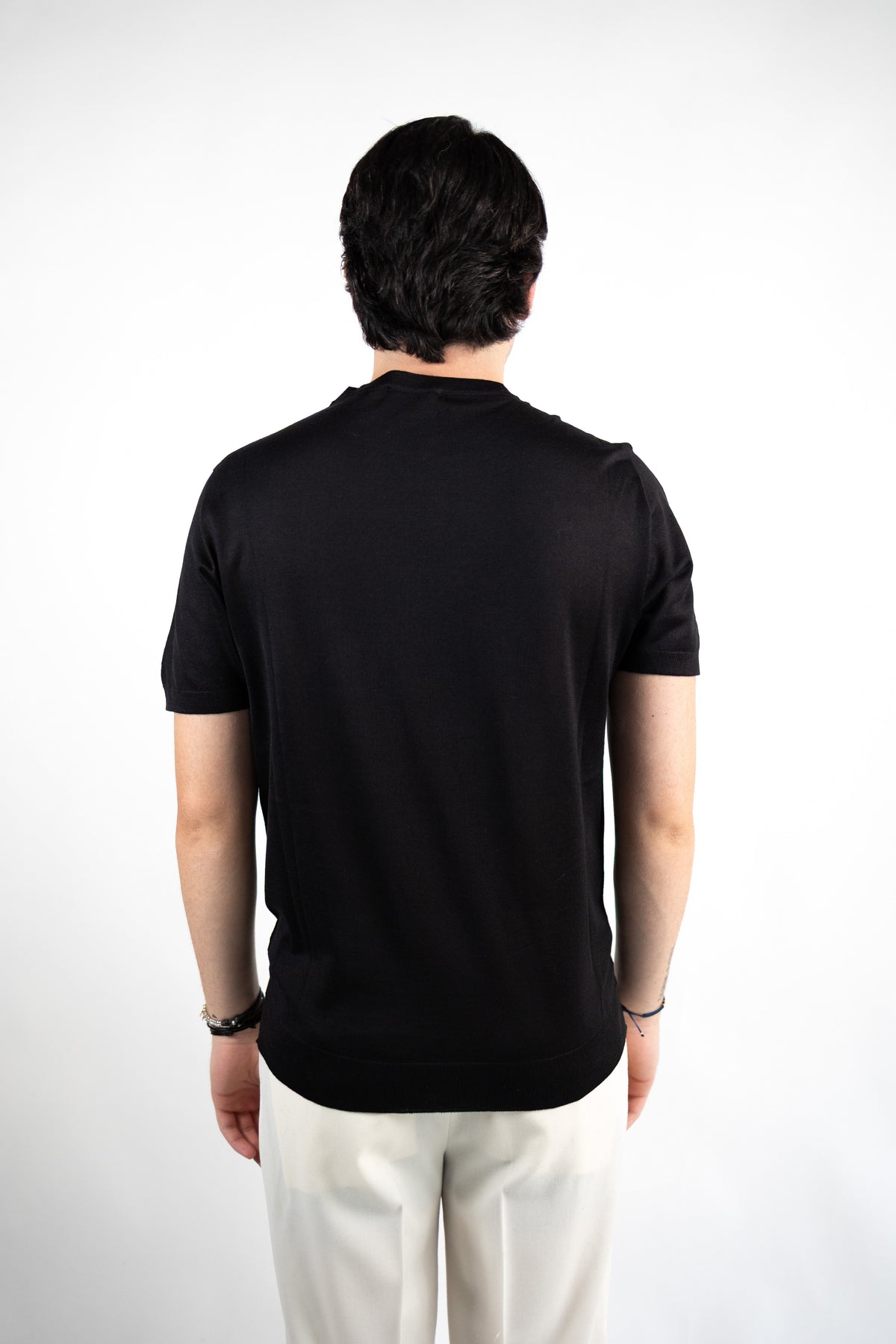 T-SHIRT GIROCOLLO IN LANA MERINO EXTRAFINE & SETA DANIELE FIESOLI