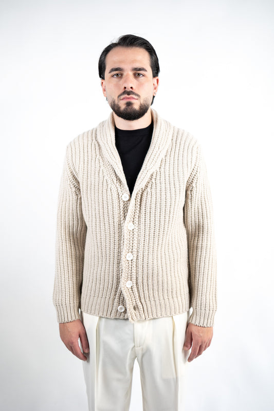 CARDIGAN A COSTA INGLESE IN LANA MERINO EXTRAFINE  DANIELE FIESOLI