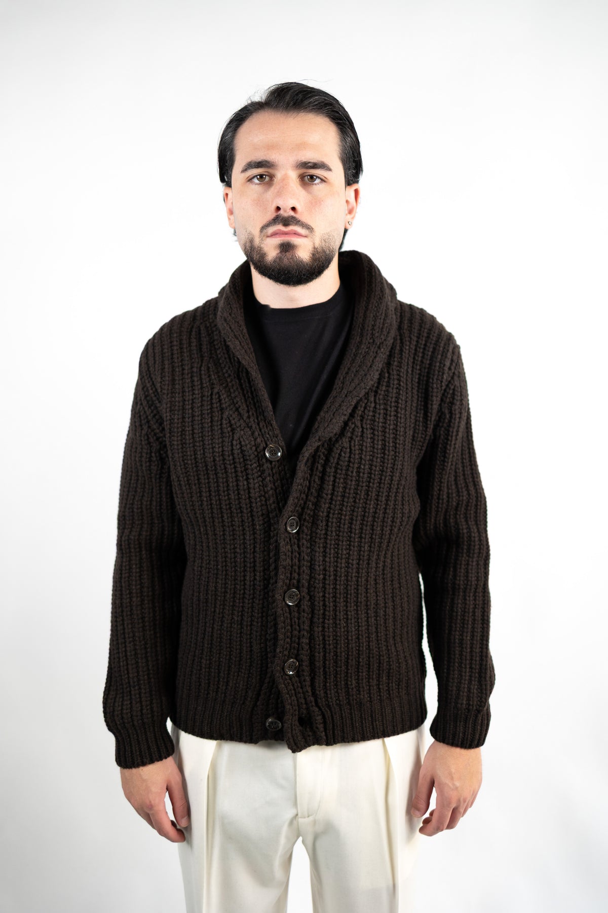 CARDIGAN A COSTA INGLESE IN LANA MERINO EXTRAFINE  DANIELE FIESOLI