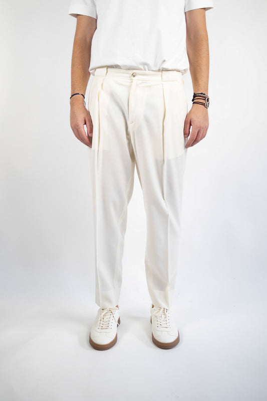 PANTALONE PORTOBELLO LATTE FLANELLA QUATTRO DECIMI BY BRIGLIA