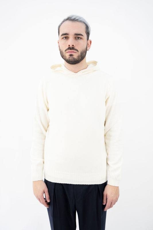 MAGLIA IN LANA CON CAPPUCCIO BIANCA 24122/25024 001 GRAN SASSO