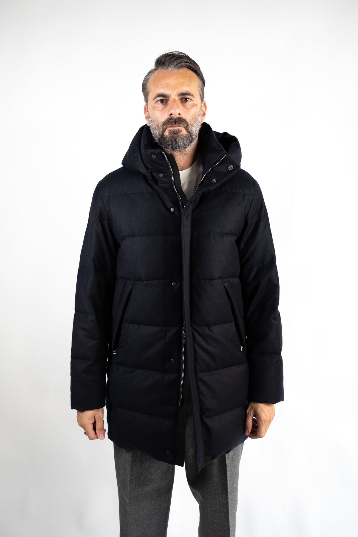 MAGNUS LEVICO PARKA IN TESSUTO PREGIATO LANA & CASHMERE LORO PIANA®