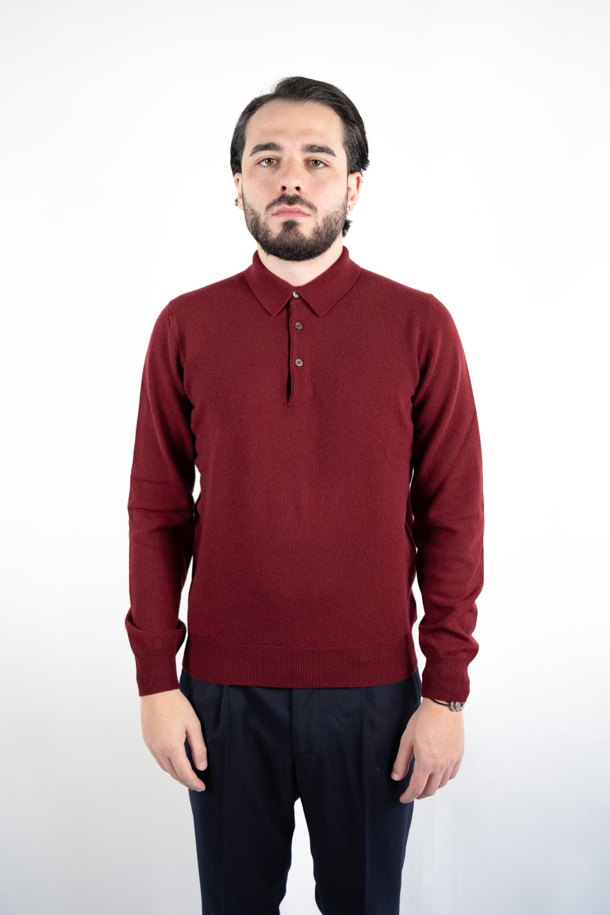 POLO IN LANA & CASHMERE BORDEAUX GRAN SASSO