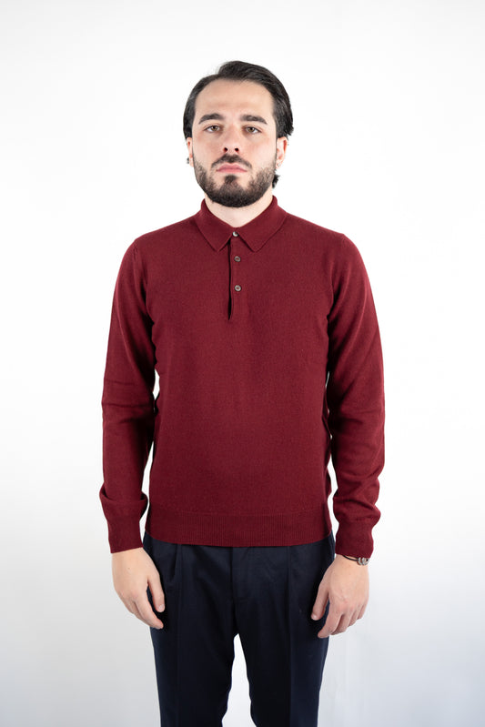 POLO IN LANA & CASHMERE BORDEAUX GRAN SASSO