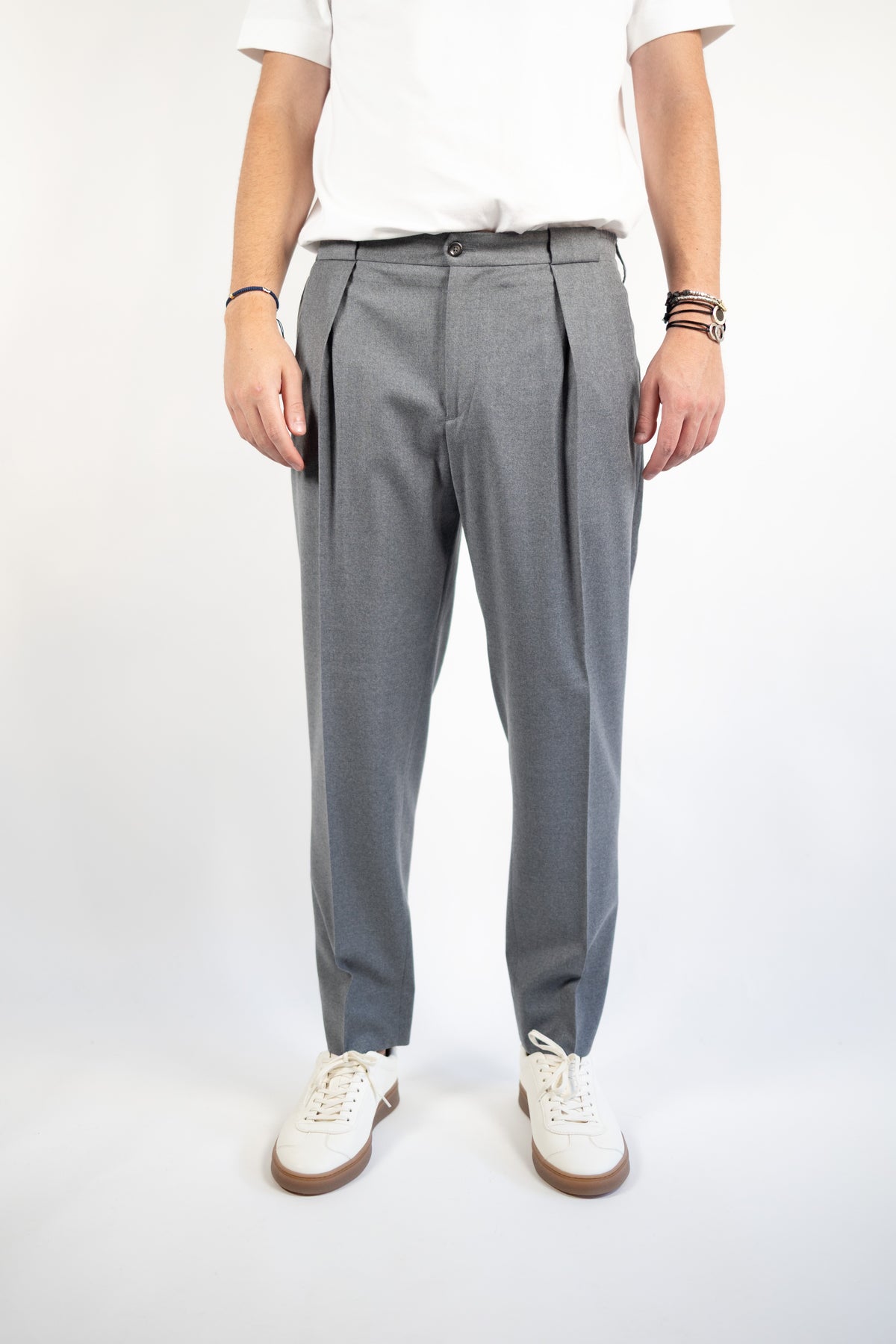 PANTALONE PORTOBELLO GRIGIO FLANELLA QUATTRO DECIMI BY BRIGLIA