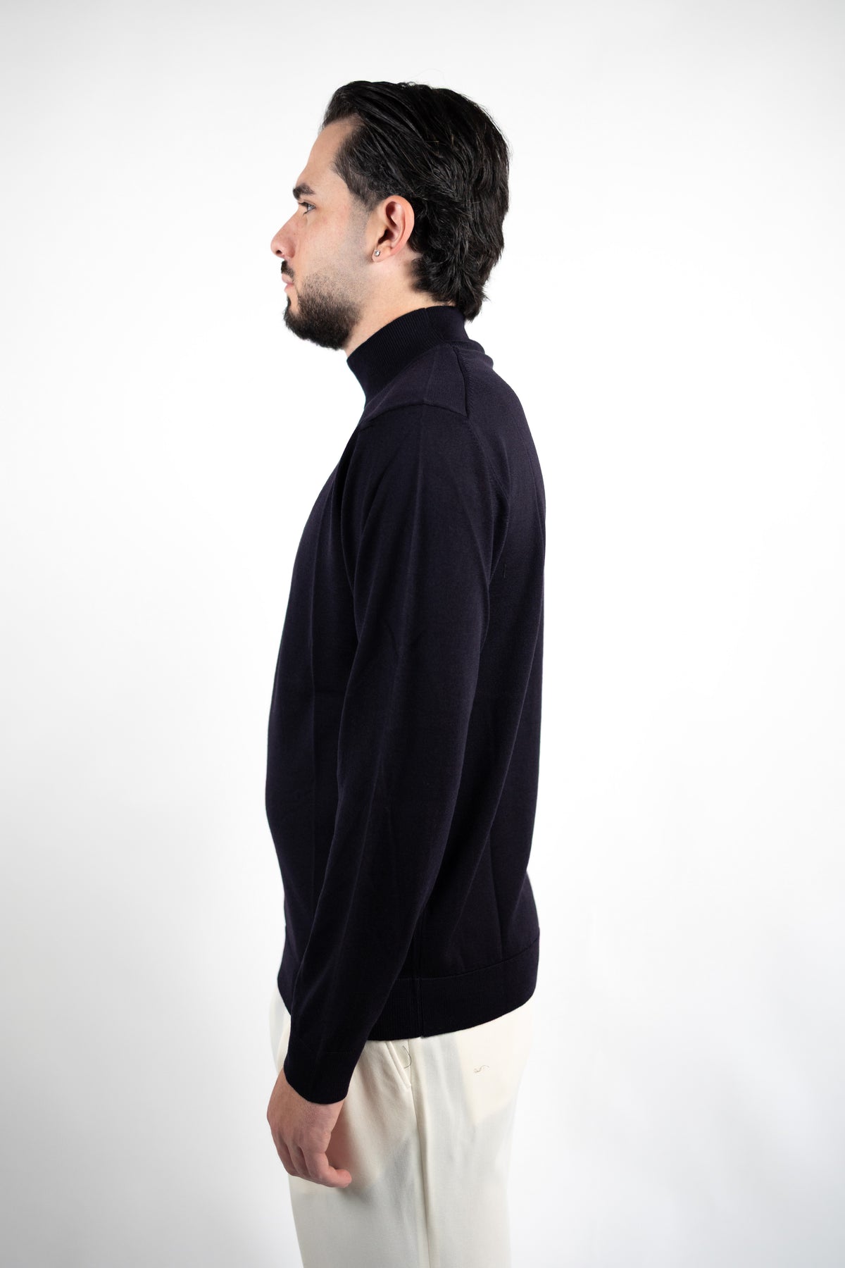 MAGLIA LUPETTO IN LANA MERINO EXTRAFINE BLU DANIELE FIESOLI