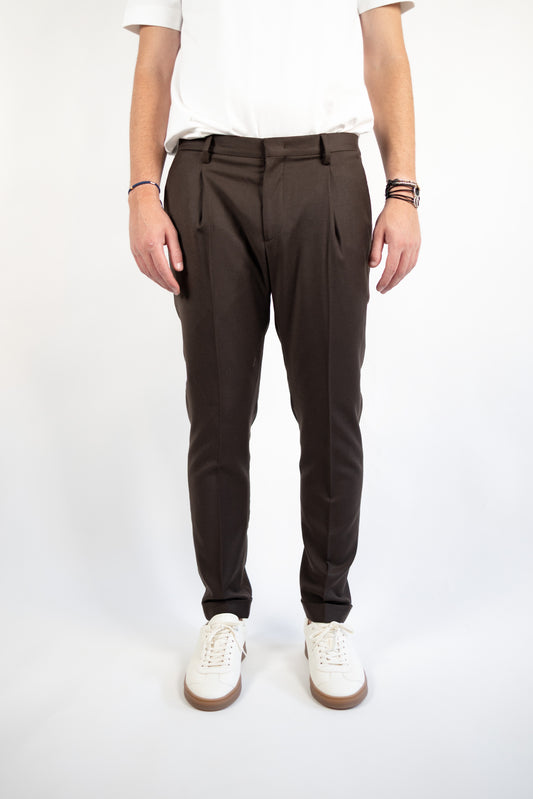 PANTALONE TIBERIO  MARRONE FLANELLA QUATTRO DECIMI BY BRIGLIA