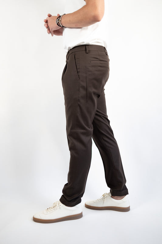 PANTALONE TIBERIO  MARRONE FLANELLA QUATTRO DECIMI BY BRIGLIA