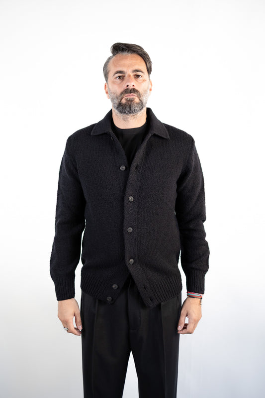 CAMICIA IN MAGLIA IN LANA MALFILE' NERA GRAN SASSO