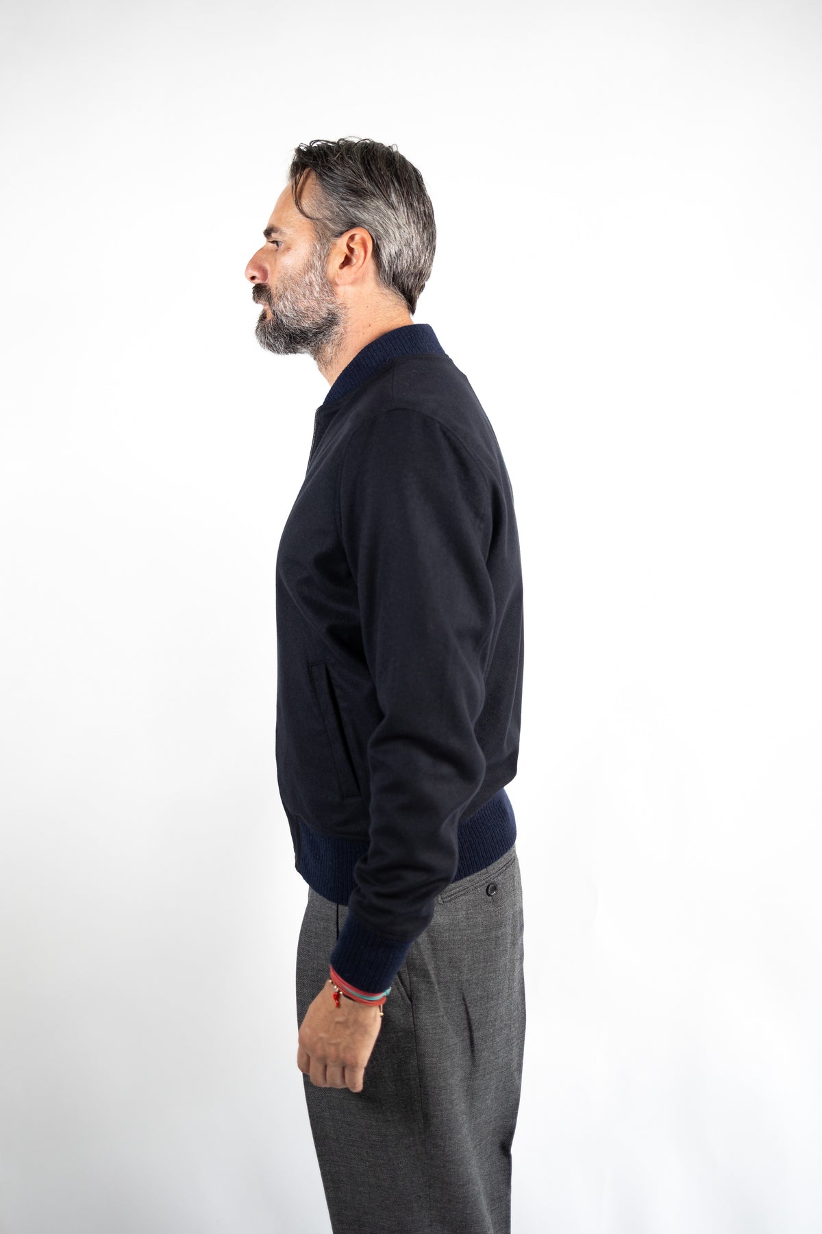 GIUBBINO BOMBER IN LANA BLU L.B.M.