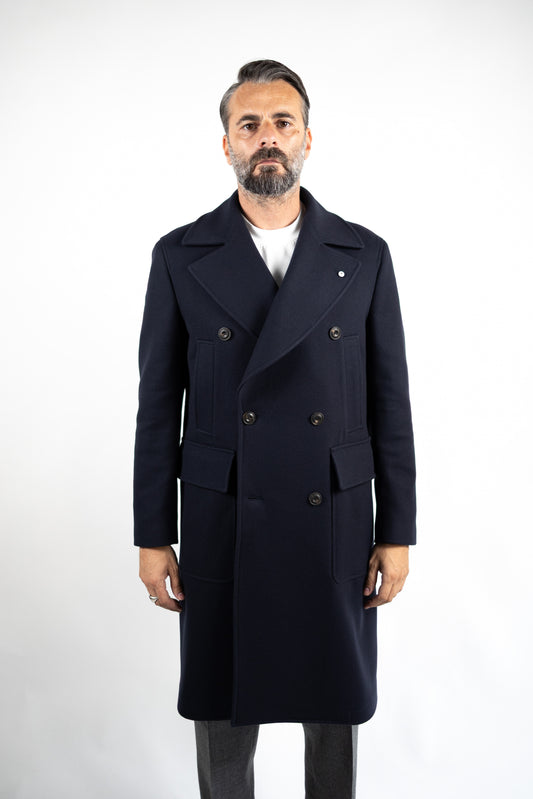 CAPPOTTO DOPPIO PETTO IN LANA & CASHMERE BLU  L.B.M.