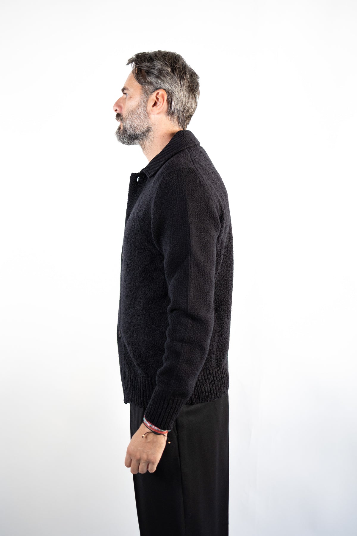 CAMICIA IN MAGLIA IN LANA MALFILE' NERA GRAN SASSO