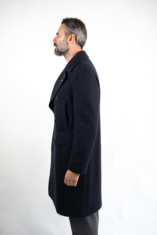 CAPPOTTO DOPPIO PETTO IN LANA & CASHMERE BLU  L.B.M.