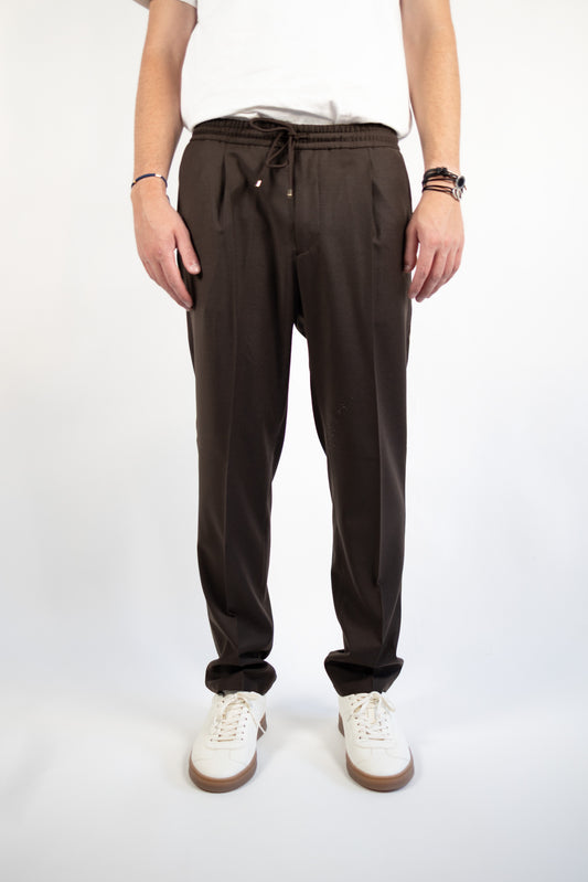 PANTALONE WIMBLEDON MARRONE FLANELLA QUATTRO DECIMI BY BRIGLIA