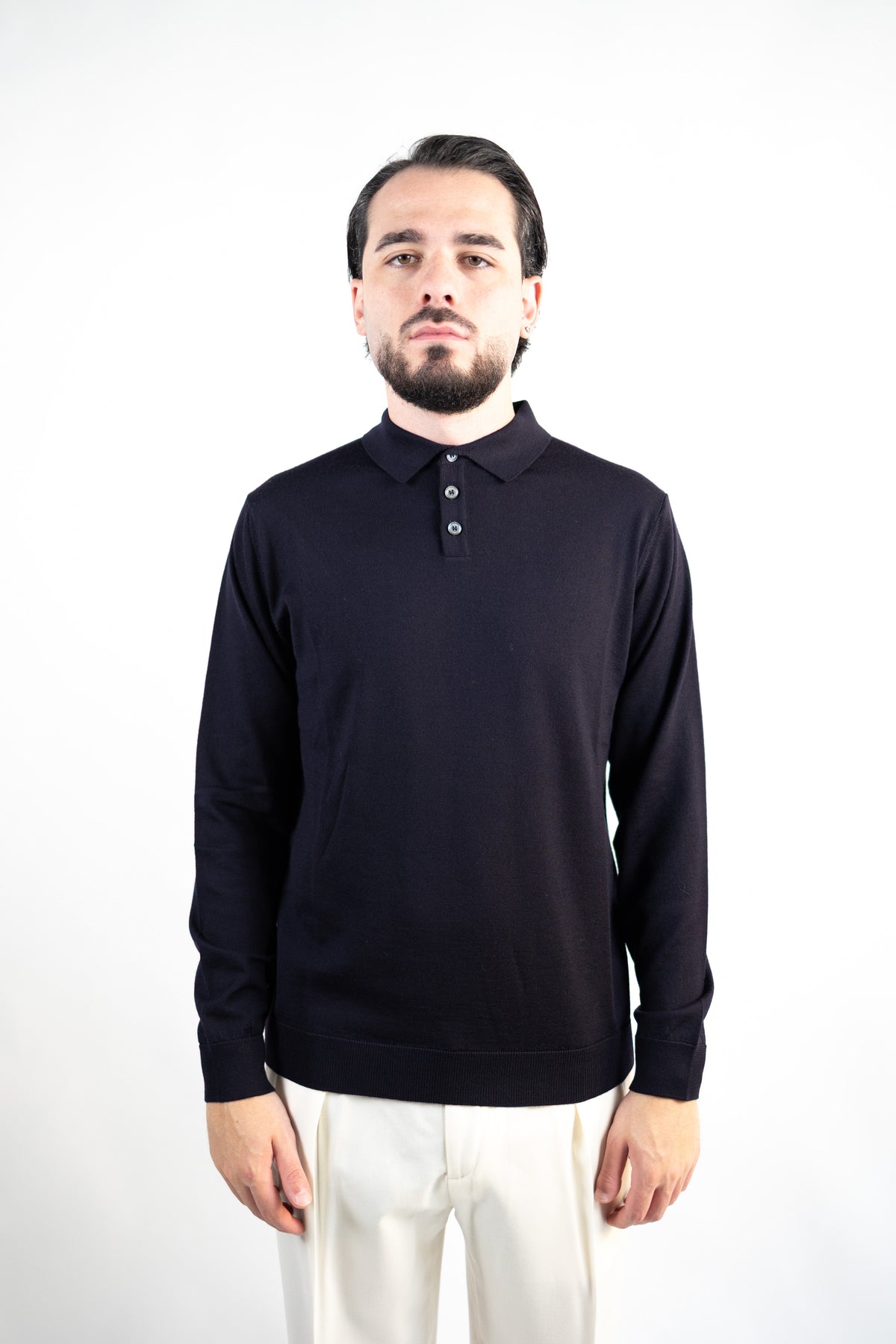 POLO CON BOTTONI IN LANA MERINO EXTRAFINE DANIELE FIESOLI