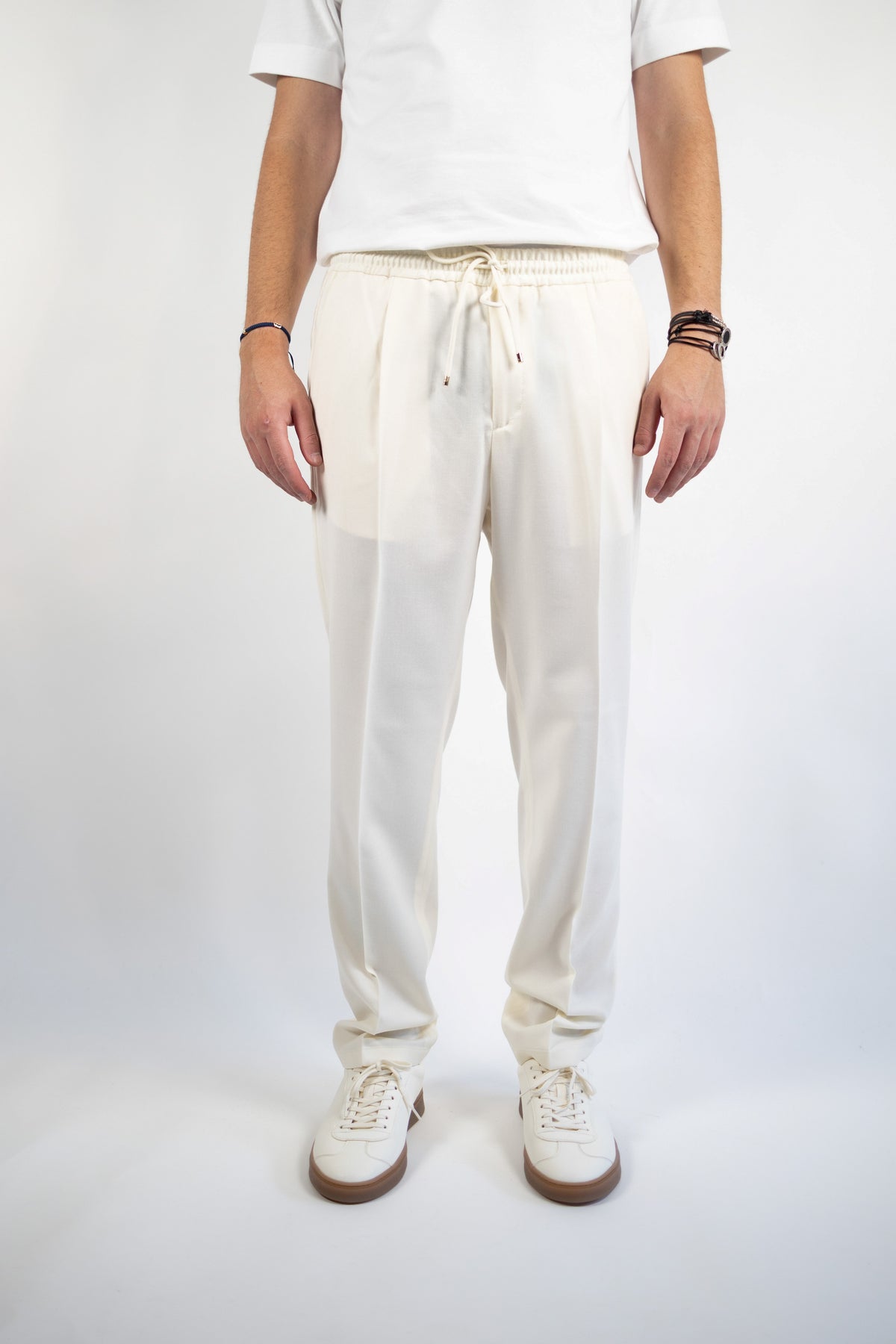PANTALONE WIMBLEDON  LATTE FLANELLA QUATTRO DECIMI BY BRIGLIA