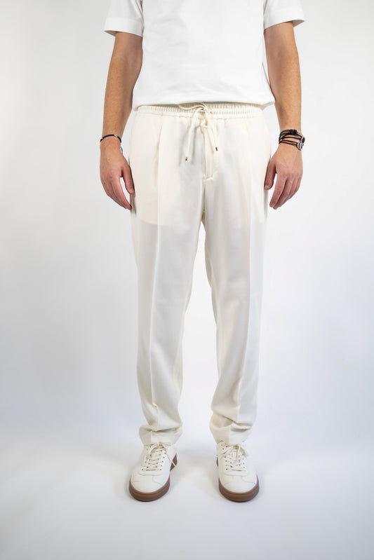 PANTALONE WIMBLEDON  LATTE FLANELLA QUATTRO DECIMI BY BRIGLIA