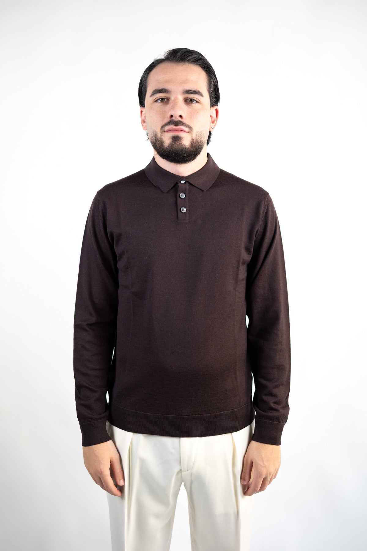 POLO CON BOTTONI IN LANA MERINO EXTRAFINE NDANIELE FIESOLI