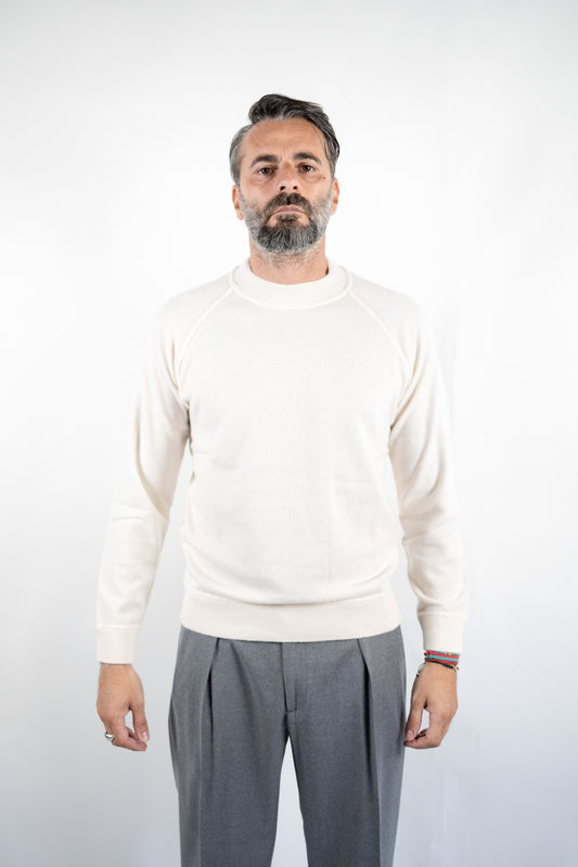 GIROCOLLO TAGLIO FELPA MANICA RAGLAN 100% CASHMERE NATURALE DELLA CIANA