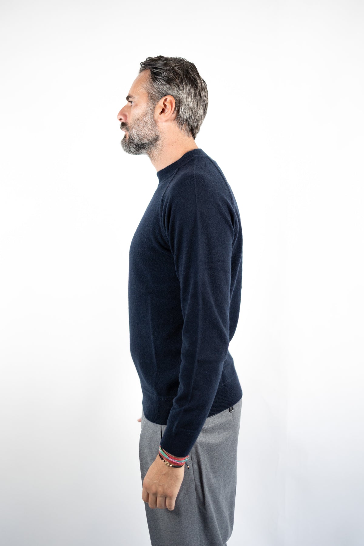 GIROCOLLO TAGLIO FELPA MNANICA RAGLAN 100% CASHMERE BLU NAVY DELLA CIANA