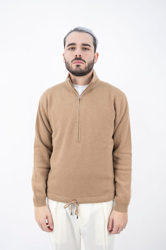 LUPETTO CON ZIP CAMMELLO DF0041 035 DANIELE FIESOLI