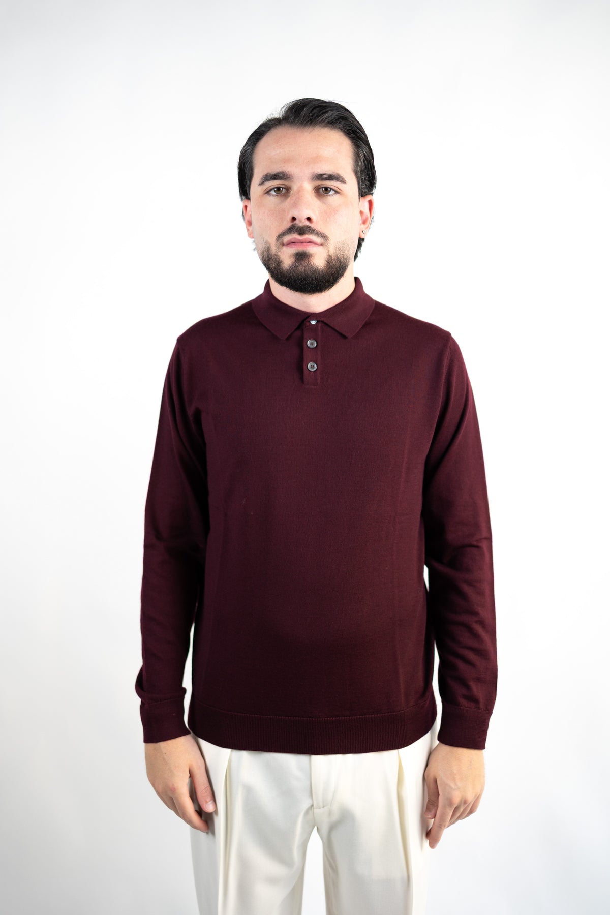 POLO CON BOTTONI IN LANA MERINO EXTRAFINE DANIELE FIESOLI