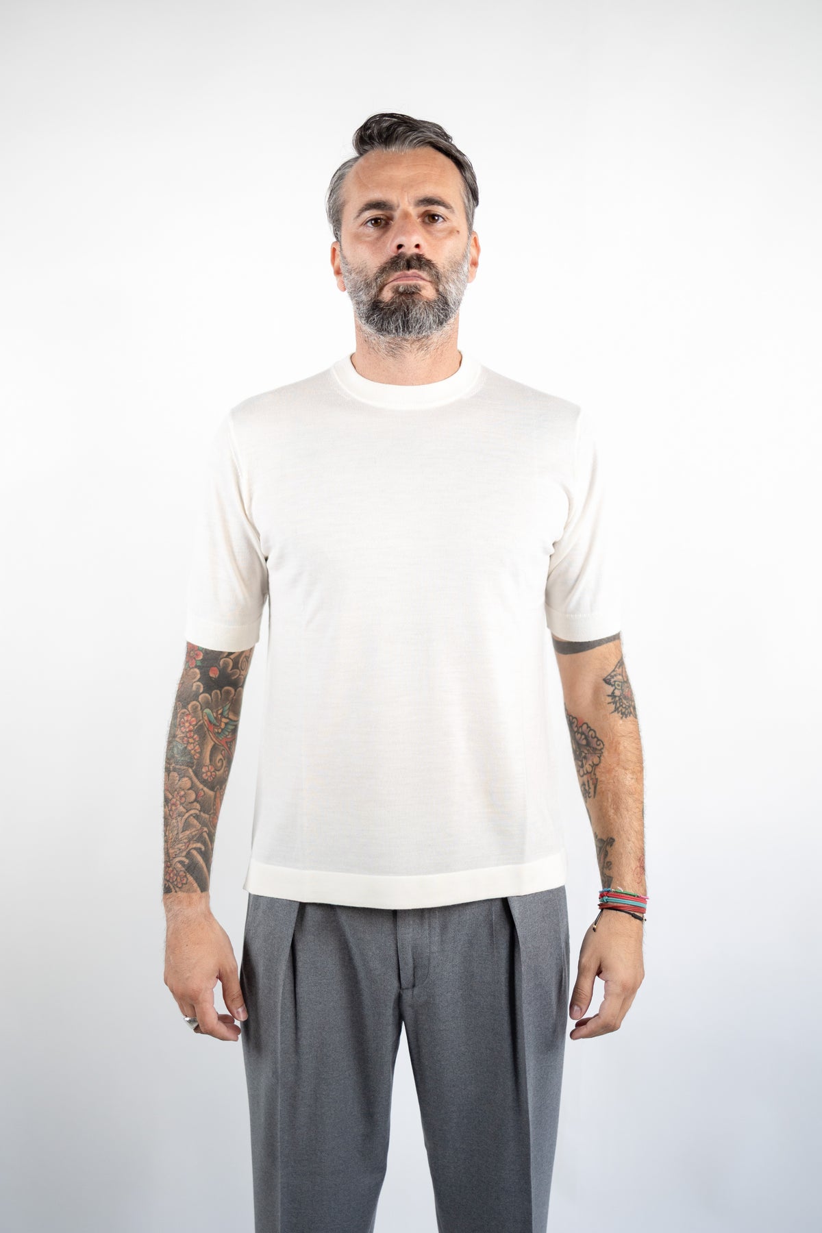 T-SHIRT GIROCOLLO LANA MERINOS ULTRAFINE NATURALE DELLA CIANA