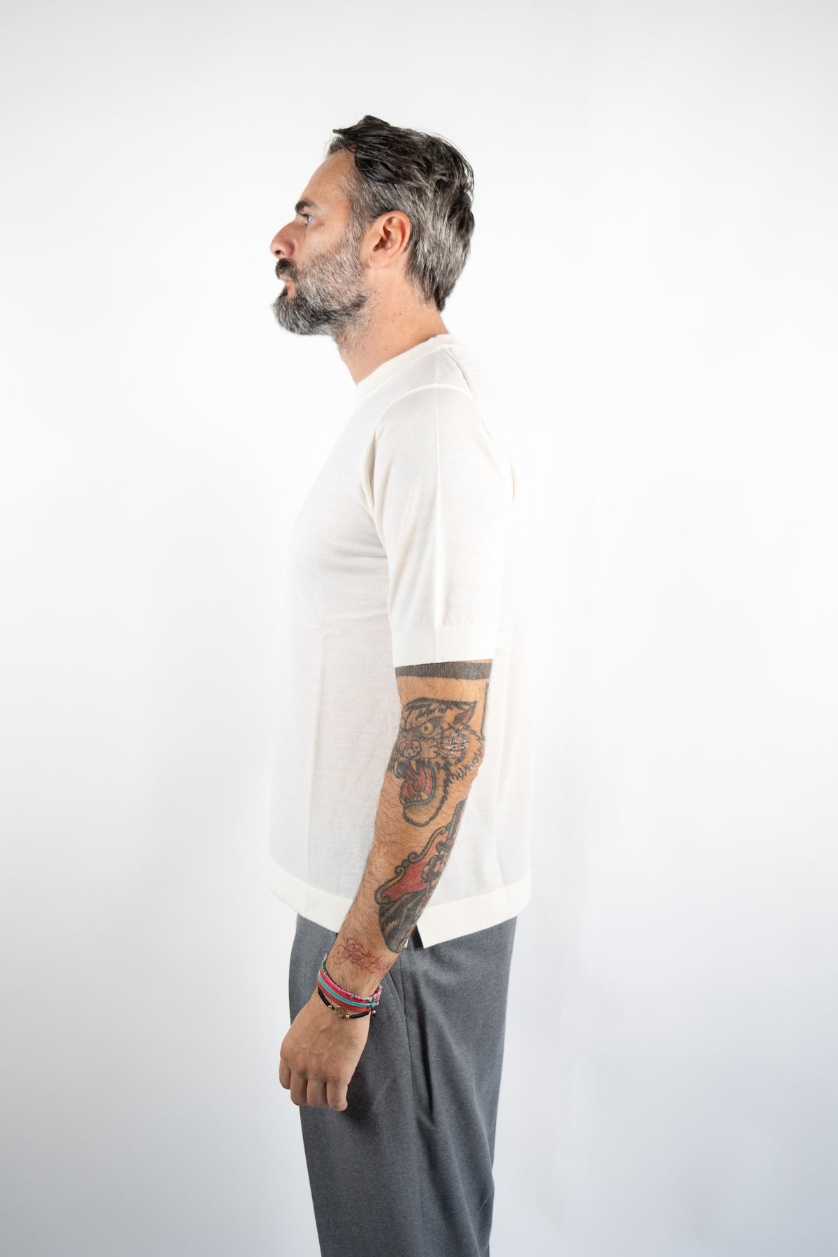 T-SHIRT GIROCOLLO LANA MERINOS ULTRAFINE NATURALE DELLA CIANA