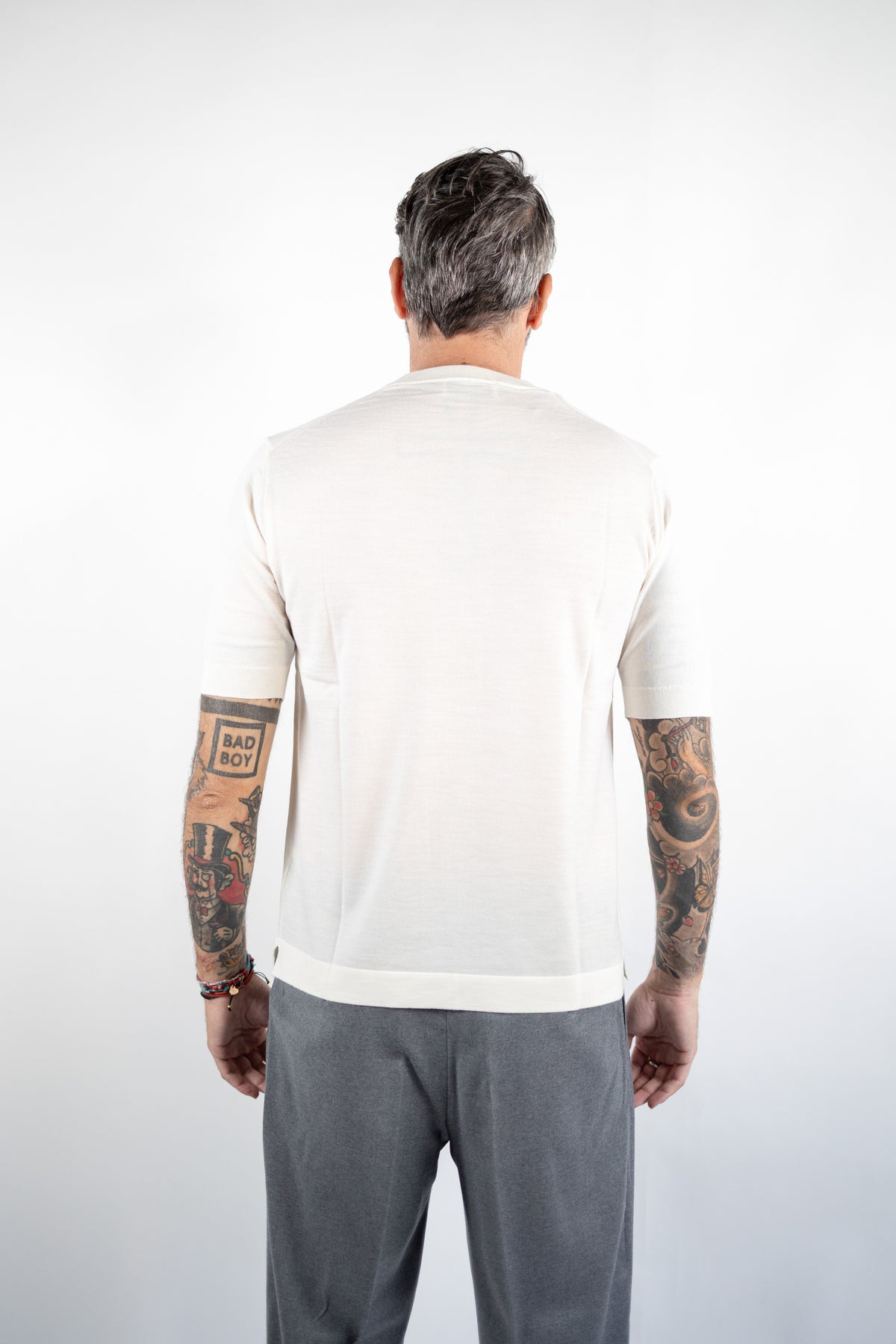 T-SHIRT GIROCOLLO LANA MERINOS ULTRAFINE NATURALE DELLA CIANA