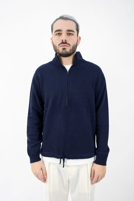 LUPETTO CON ZIP BLU NOTTE DF0041 023 DANIELE FIESOLI