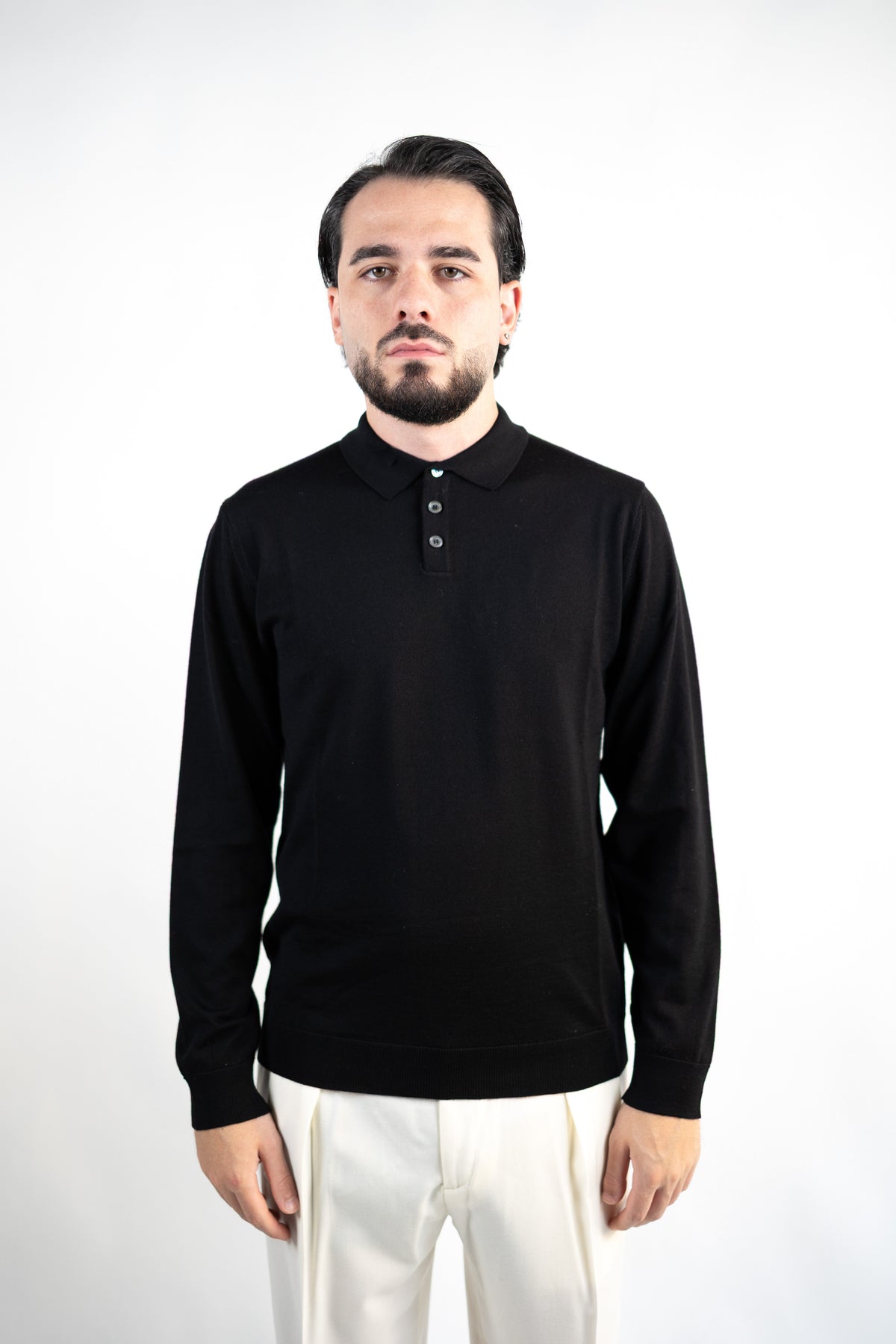 POLO CON BOTTONI IN LANA MERINO EXTRAFINE  DANIELE FIESOLI