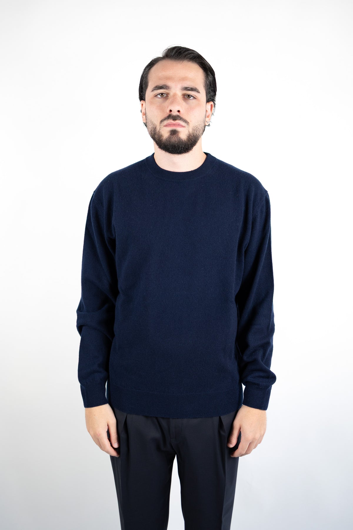 MAGLIA GIROCOLLO IN CASHMERE BLU DANIELE FIESOLI