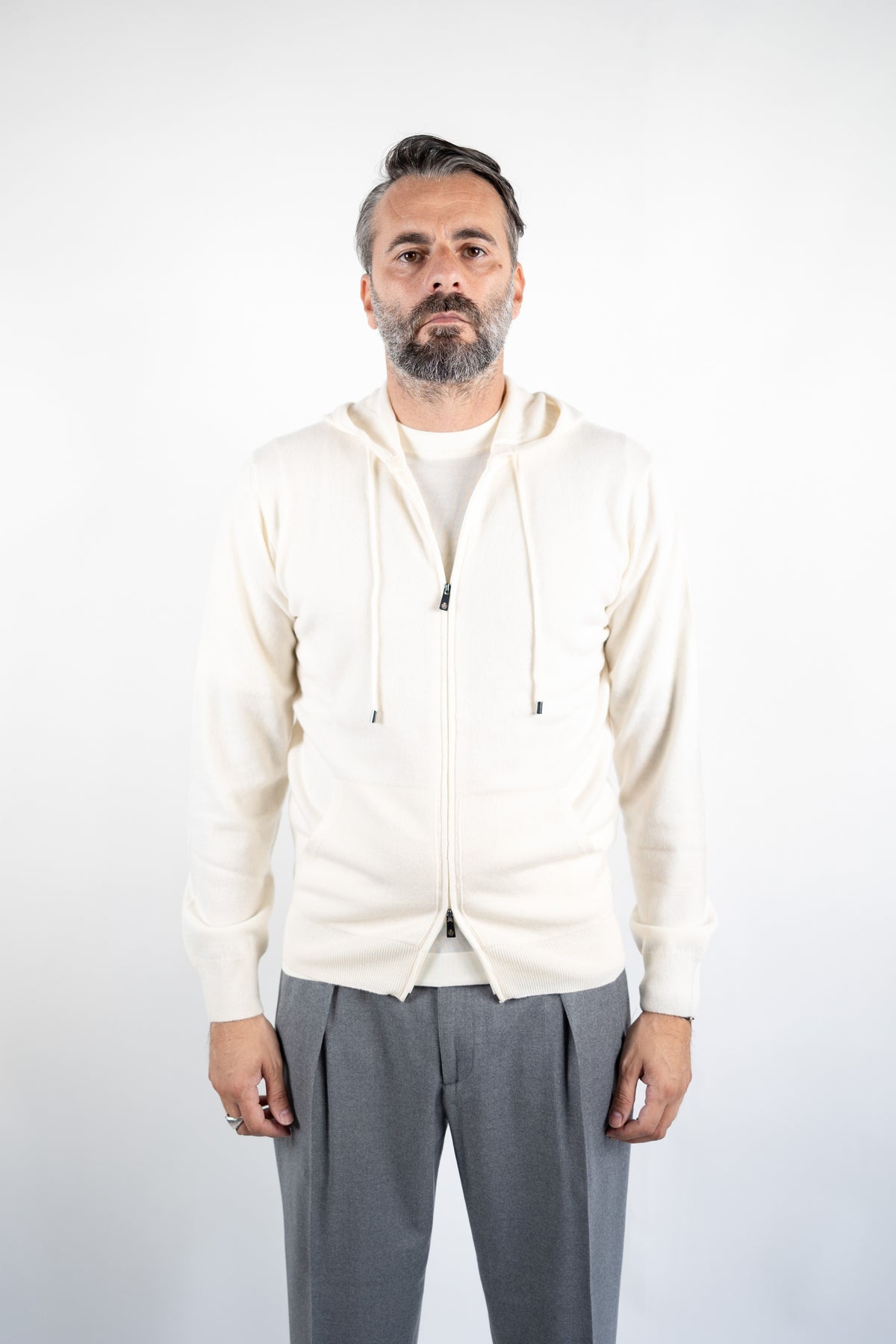 MAGLIA CAPPUCCIO LANA & CASHMERE NATURALE DELLA CIANA