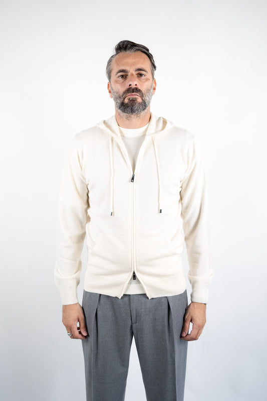MAGLIA CAPPUCCIO LANA & CASHMERE NATURALE DELLA CIANA