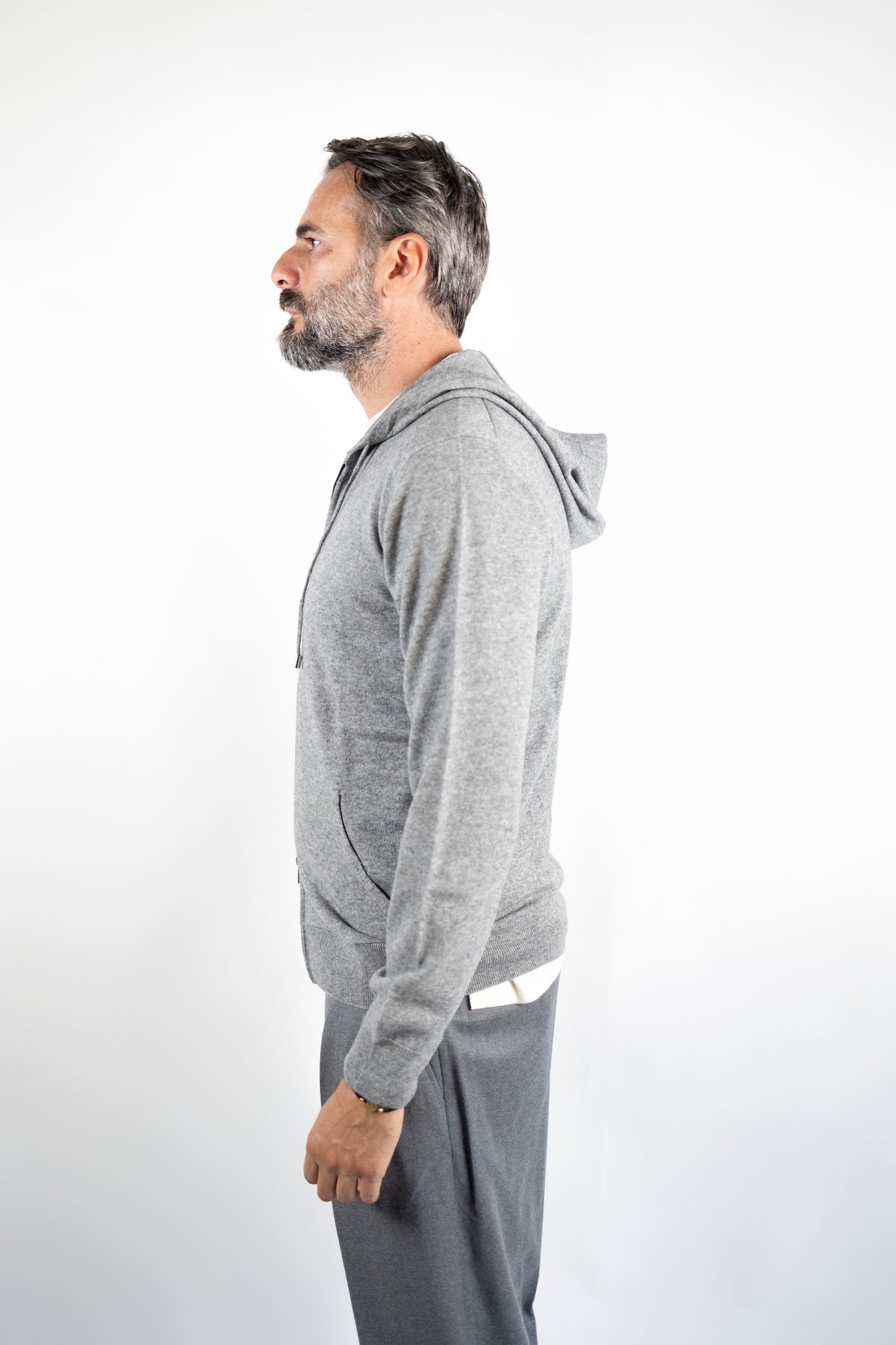 MAGLIA CAPPUCCIO LANA & CASHMERE GRIGIO MEDIO DELLA CIANA