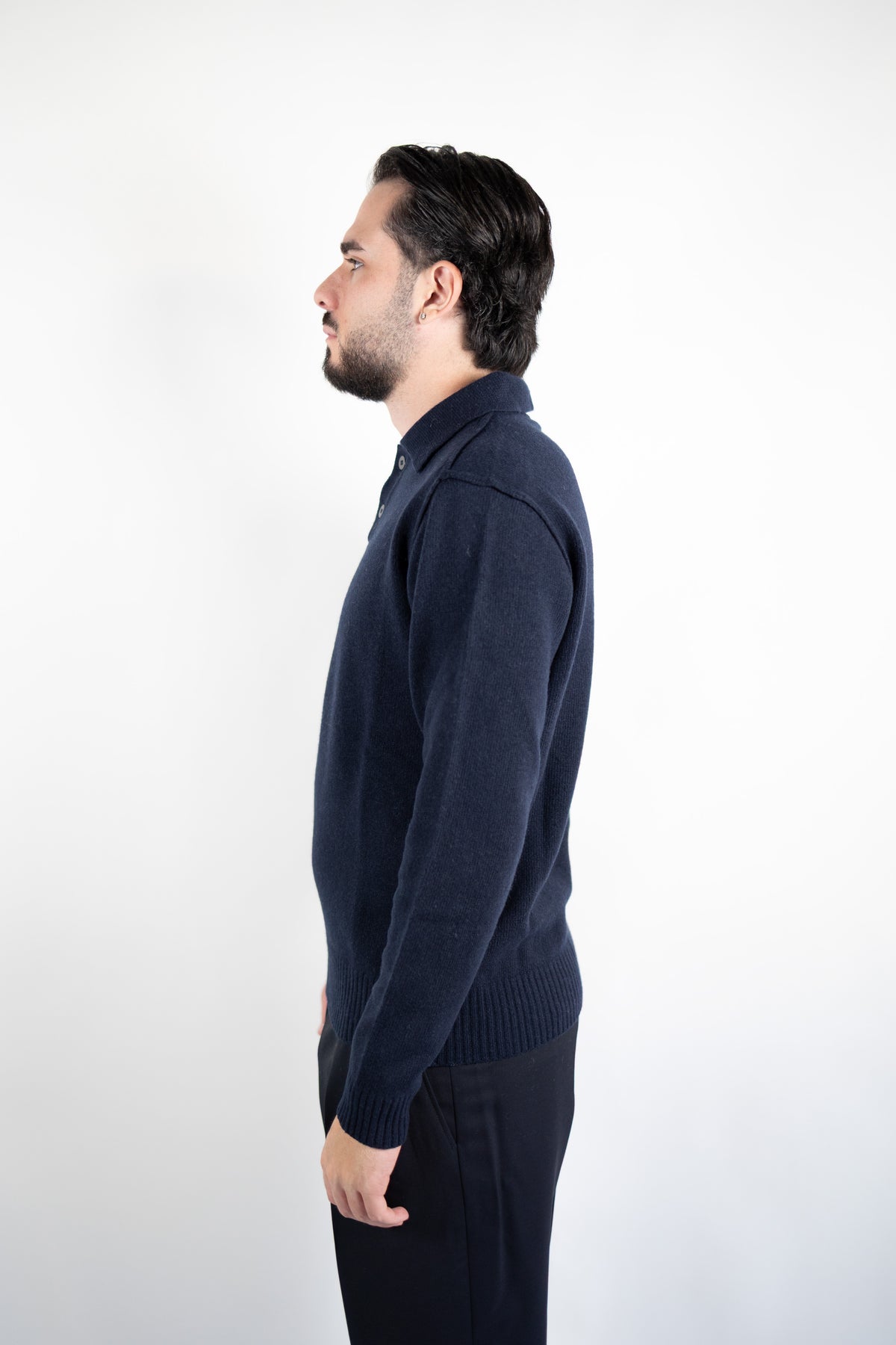 POLO RASATA IN LANA & CASHMERE BLU DANIELE FIESOLI