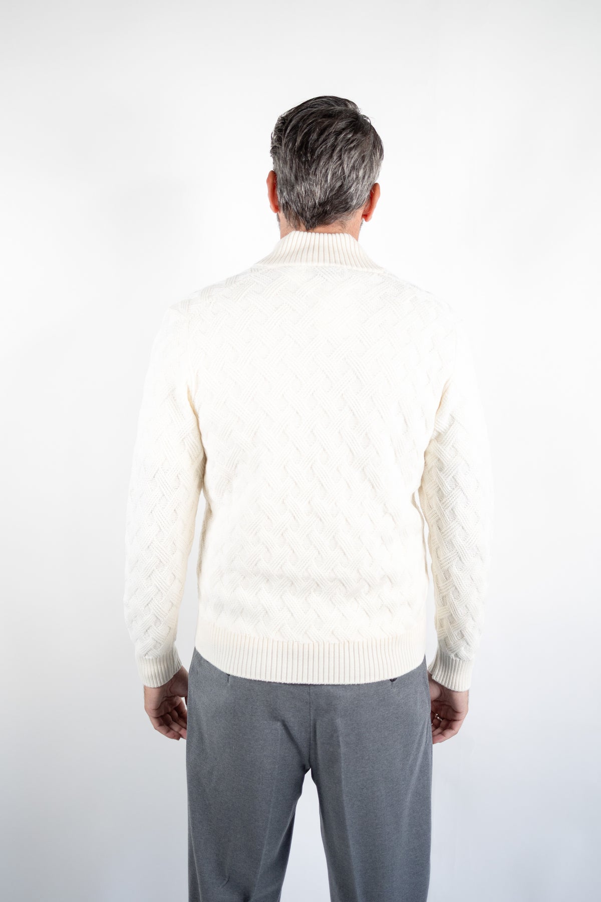 MAGLIA PUNTO SPIGA MEZZA ZIP NATURALE DELLA CIANA