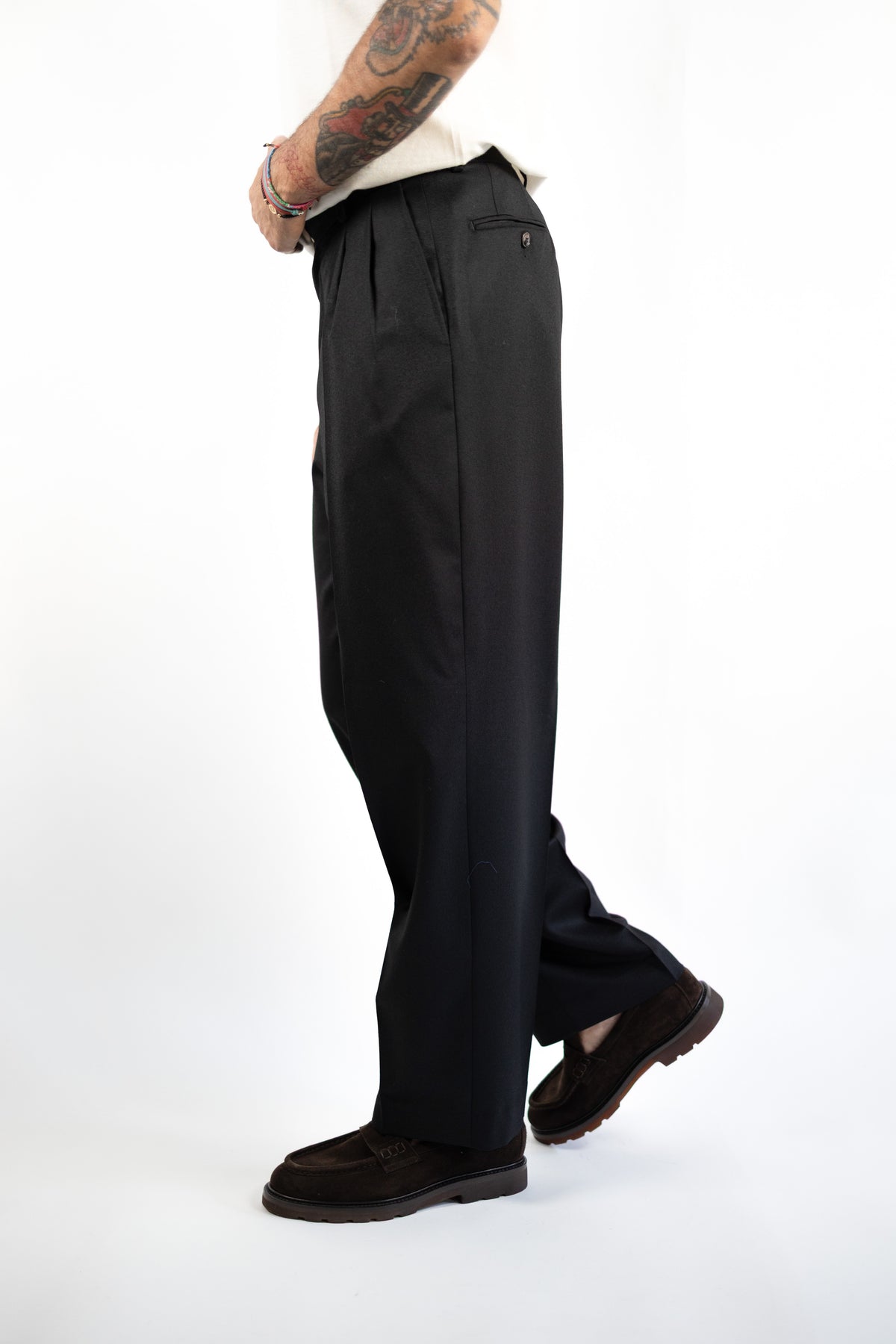 PANTALONE DOPPIA PINCES GAMBA LARGA GABRIELE PASINI