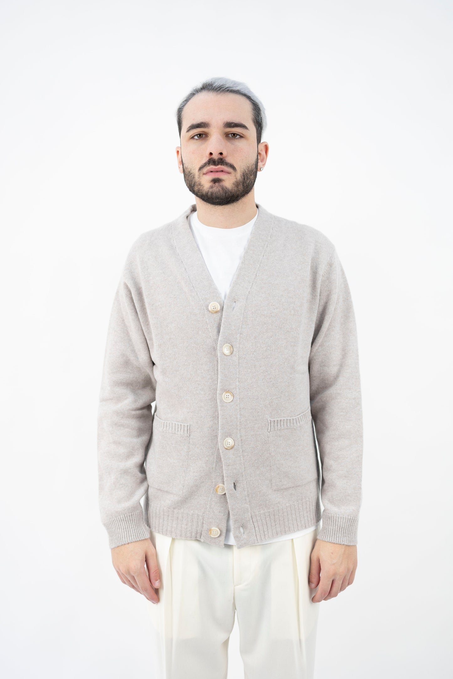 CARDIGAN IN LANA&CASHMERE GRIGIO DF0071 010 DANIELE FIESOLI