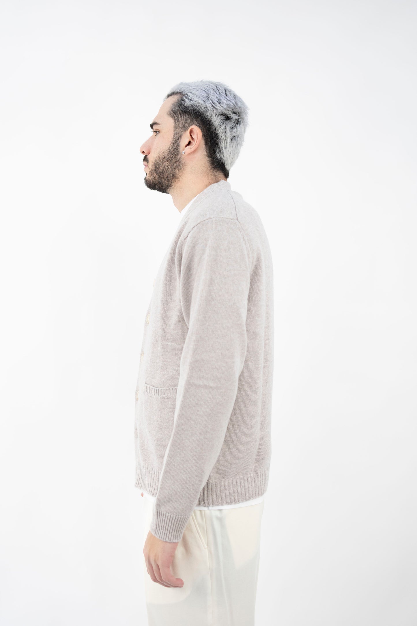 CARDIGAN IN LANA&CASHMERE GRIGIO DF0071 010 DANIELE FIESOLI