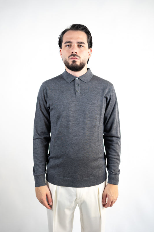 POLO CON BOTTONI IN LANA MERINO EXTRAFINE  DANIELE FIESOLI