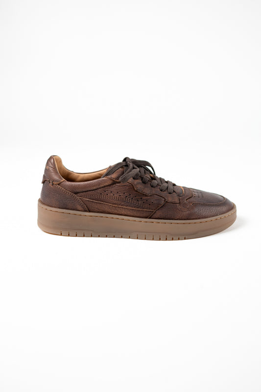 SNEAKERS IN PELLE DI CERVO MARRONE LEMARGO