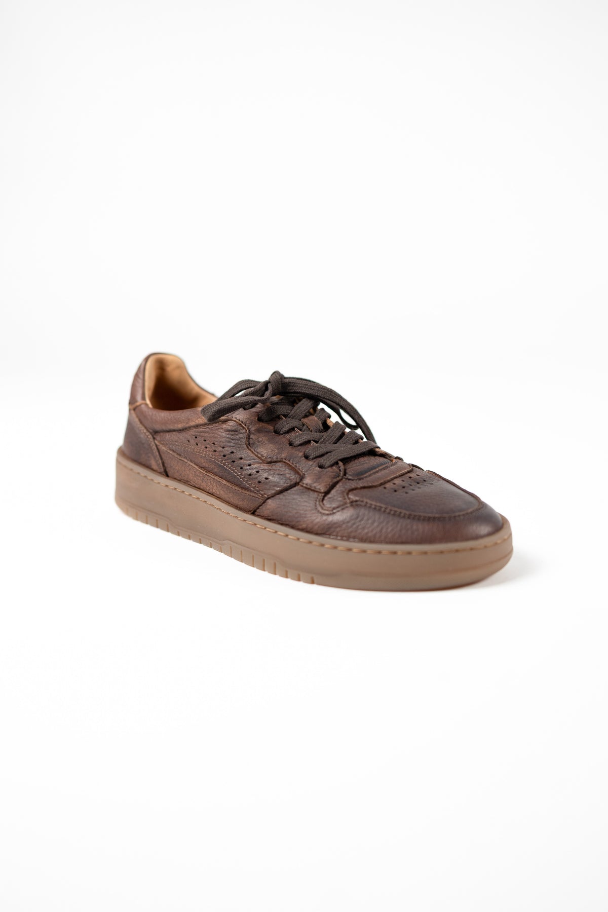 SNEAKERS IN PELLE DI CERVO MARRONE LEMARGO