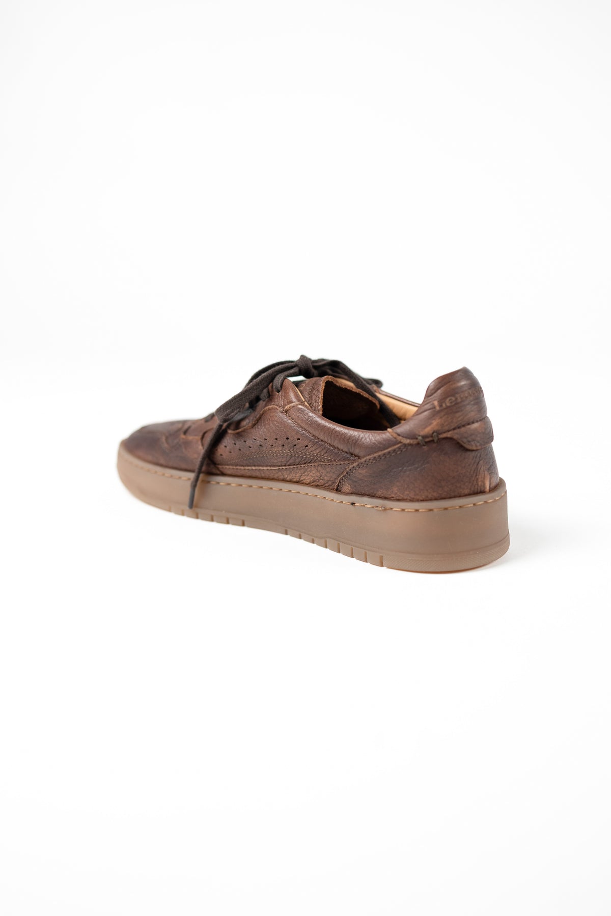 SNEAKERS IN PELLE DI CERVO MARRONE LEMARGO