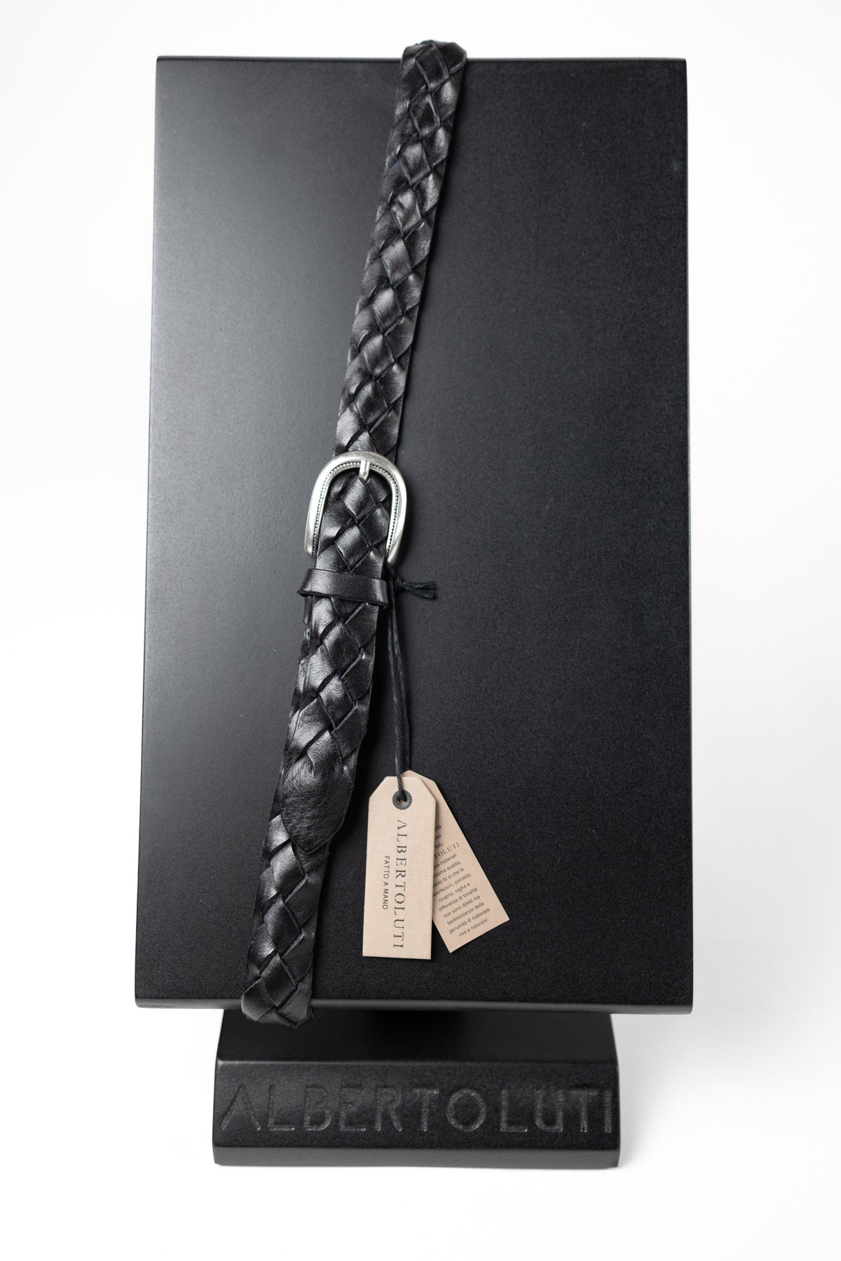 CINTURA TRECCIA NERO ALBERTO LUTI