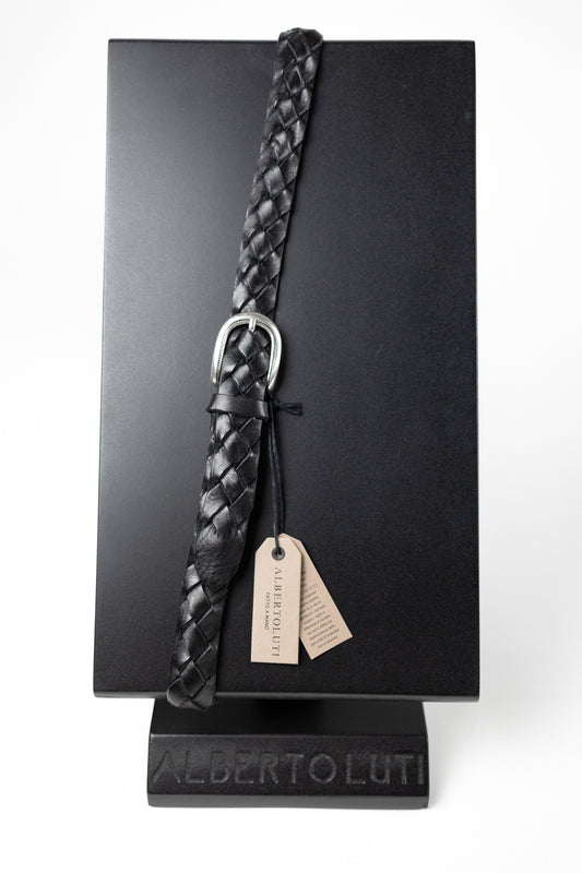 CINTURA TRECCIA NERO ALBERTO LUTI